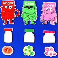 hoojojo 20er Monster Farbenserie Filz-Geschichten-Set, Emotionen-Thema Erzähl-Requisiten Rollenspiel interaktives Zuordnungsspiel, Emotionslernspiel Lehrmittel, Klassenzimmer-Lernmaterialien, Familienaktivität Partyspiel, Schulanfang Halloween Geschenk - Verschiedenfarbig - Übersicht 11