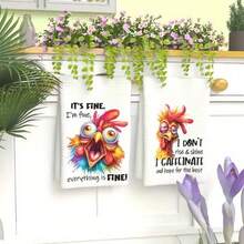 2pcs/Pack, Screaming Chicken Kitchen Towels, Soft Absorbent Household Kitchen Cleaning Cloths, Machine Washable, Reusable, Housewarming Home Decor Gift, Kitchen Accessories. - Multicolor - View 6
