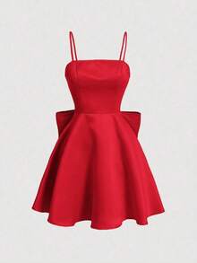 Vestido de tirantes elegante de unicolor y simple para uso diario de mujer - Burdeos - Ver 1