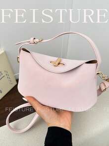 1pc Women's Solid Color PU Leather Shoulder Crossbody Bag, Matte Handbag With Adjustable Strap, Suitable For Travel - Pink - View 7