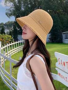 1顶女士多功能纯色遮阳帽，新款夏季轻便时尚户外防晒沙滩帽，舒适休闲，适合海滩度假、郊游、购物等场合、假日、旅行 - MZ3560 - 查看 15