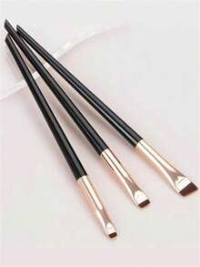 3pcs Eyebrow Brush, Eyeliner Brush, Lip Brush Makeup Brush Set - Black - View 7
