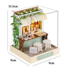Zuuton Kit de casa de muñecas en miniatura DIY con muebles y luces LED Rompecabezas de madera 3D Casa de bruja de Halloween Kits de construcción de modelos para adultos - QT-031 con tapa - Ver 13