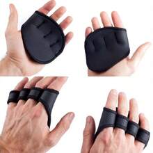 MKAS 1 Pair Unisex Non-Slip Weighted Cross Training Gloves, Weightlifting Dumbbell Grip Palm Pads, Fitness Sports Hand Protection Pads, Gym Accessories - Black - View 3