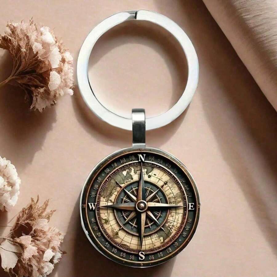 1个复古指南针钥匙扣 - 合金材质,仿古地图设计,可作包装装饰或汽车挂件,周年纪念、圣诞节、万圣节、感恩节礼物,复古风格汽车配件,可爱哥特风Y2K风格,适合作为送给母亲、父亲、毕业生和老师的学校礼物。 - 彩色 - 查看 1