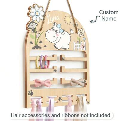 2D Flat Print Bohemian Style Wall-Mounted Hair Accessory Storage Rack, Room Wall Decor, Hair Clip Display Rack, Multi-Function Storage Rack, Suitable For Headbands, Hair Clips And Headbands, Fashionable Home Decor