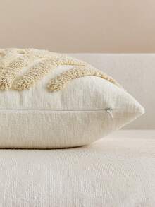 1pc/2pcs Neutral Wavy Velvet Pillow Case, Textured Abstract Striped Beige Cushion Cover, Bohemian Minimalist Decorative Pillow Suitable For Living Room Bedroom Sofa Home Decor - Beige - View 4