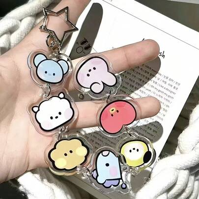 BT21, SVT, TXT, SKZOO, K-Pop 風格可愛鑰匙圈，粉絲周邊禮品。耐刮表面塗層設計。適合背包裝飾、日常佩戴和房間佈置。適合開學、情人節、生日和其他場合作為禮物