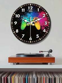 1pc 10"/12" Video Game Themed Silent Wall Clock - Round Wooden Digit Display, Suitable For Bedroom, Living Room, Bar Decor, Perfect Gift, Silent Operation Game Themed Wall Clock - Multicolor - View 2