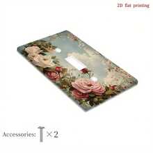 1pc [2D Printed] Vintage Rose Floral Art Light Switch And Outlet Cover Plate, Suitable For Home Office Decor, Easy Installation, No Battery Or Wiring Required - A - View 6