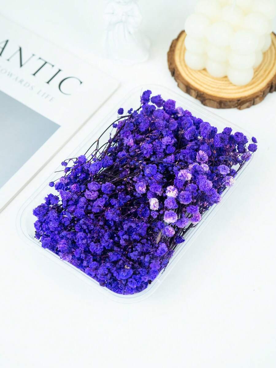 25/50/100/300pcs Mini Artificial Baby's Breath - For Resin Mold Art And Crafts, Ivory White Bouquet For Hair Accessories, Wedding Wreaths, Table Flowers, Home Decor - Purple - View 1