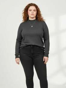 Vivi Women's Plus Size Wool Sweater For Cold Weather, Basic Knit, Long Sleeve - 深灰色 - 查看 1