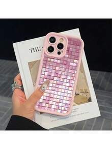 Capa para celular com estampa xadrez em ágata rosa brilhante, compatível com iPhone 17, 17 Pro, 17 Air, 17 Pro Max, 11, 11 Pro, 11 Pro Max, 12, 12 Pro, 12 Pro Max, 13, 13 Pro, 13 Pro Max, 14, 14 Pro, 14 Plus, 14 Pro Max, 15, 15 Pro, 15 Plus, 16, 16 Pro, 16 Pro Max e 16 Plus. - Preto - Ver 6