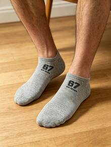 3/6/9/15 Đôi tất unisex màu đen trắng xám in số, kiểu dáng tối giản cơ bản, phù hợp cho mọi mùa. - Nhiều màu - Xem 5