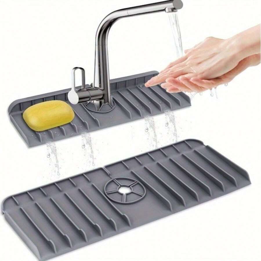 1pc Silicone Faucet Anti-Slip Pad Set, Suitable For Bathroom And Kitchen Sink, Easy To Clean Surface, Suitable For Single Hole Faucet, Suitable For Kitchen And Bathroom Vanity, Home Decor, Bathroom Accessories, Toilet Accessories, Kitchen Accessories. - Multiple Styles - View 1