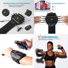 Soporte para teléfono de muñeca, 360°Bandas para Brazo para iPhone 15/14/13/Pro Max/Pro/XR/X/8/7/Plus, se Adapta a Todos los Smartphones de 4-6, 7 Pulgadas, para Running Senderismo - Negro - Ver 1