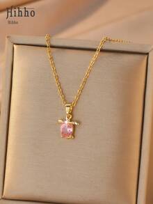 Hihho 1pc Ocean Series Summer Limited Edition Colorful Sea Turtle Necklace, Elegant Clavicle Chain, Versatile For Daily Wear And Vacation - Baby Turtles - View 6