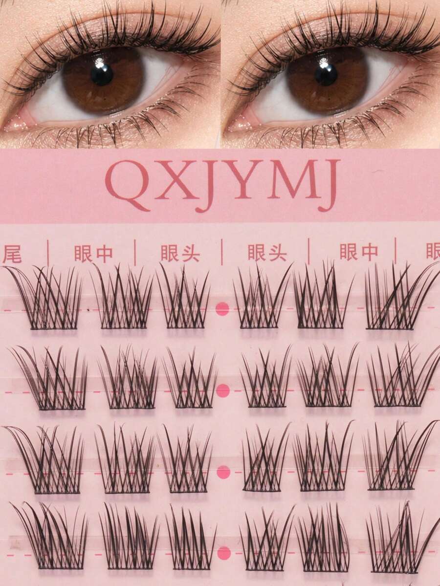 10排/60簇假睫毛,C型卷翘浓密,完美打造裸妆或自然妆容,呈现自然逼真的效果。可重复使用,适合旅行、日常佩戴(新手友好)、婚礼、约会、派对、节日等场合。分段式睫毛,单根睫毛,睫毛簇,假睫毛。 - C - 查看 1