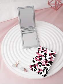 1pc Millennium YK Style Leopard Print Series Portable Folding Ultra-Thin Convenient High-Quality Stainless Steel Plated Bright Silver Nano Electroplated Frame Delicate Details Suitable For Multiple Occasions For All - Multicolor - View 3