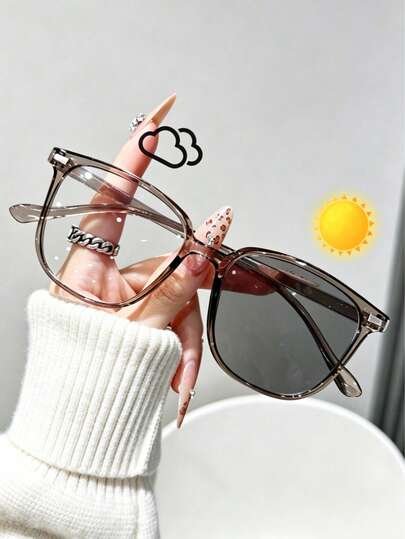 1 par de gafas de moda para mujer de estilo minimalista moderno geométrico con diseño popular que cambia de color, adecuadas para golf, actividades al aire libre, compras, conducción, camping, etc., un accesorio elegante para vacaciones de verano en la playa, actividades al aire libre y viajes.