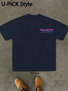1pc 2026 Summer 100% Cotton Graphic Tee OLDROW Outdoors Colorful Fish Trio Humorous Graphic T Shirt Crew Neck All Season Casual Sports TeeFather's Day - 藏蓝色 - 查看 2