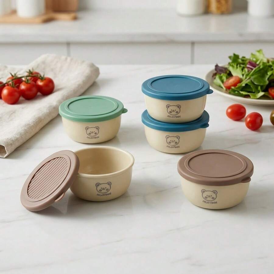 Wadah Saus Mini PP, Wadah Kedap Udara Kecil dengan Tutup, Kotak Bumbu Anti Bocor, Penyimpanan Makanan untuk Microwave dan Kulkas, Motif Kartun Lucu, Wadah Penyimpanan Makanan Kedap Udara Ukuran Kecil, Kotak Snack untuk Perjalanan, Aksesoris Kotak Bekal Sekolah Siswa
