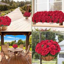 1/3/60pcs Artificial Outdoor Faux Lavender Flowers & Baobab Tree Plastic Greenery, UV Resistant, Suitable For Garden, Home, Balcony, Window, Patio, Hanging Planters, Indoor Decor - Red - View 8