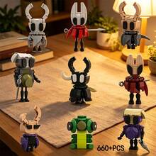 330+Pcs Hollow Knight Building Blocks Model, An Interesting Building Block Decor, ABS Material Knight Figurine Sitting On Bench, Assembled Blocks Can Be Used As Decorative Ornament, Birthday Gift For Men And Women - Multicolor - View 4