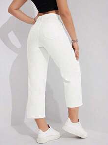 Women's Casual Washed Loose Straight Leg Jeans - Blanco 2 - Ver 2