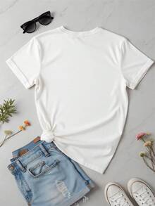 Mujer camiseta casual arte estampado combinación animación ajuste holgado cuello redondo manga corta verano diario T-shi rt,Arte, noche estrellada, van gogh - Blanco - Ver 2