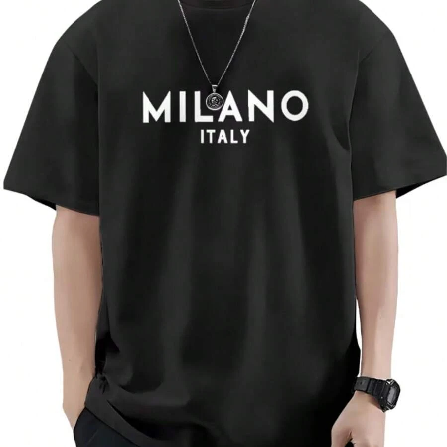 Printed T-Shirt For Men And Women - 黑色 - 查看 1