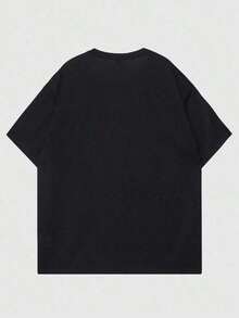 Camiseta con Gráficos de Cruz y Eslóganes para Hombres ROMWE MEN Street Life - Negro - Ver 2