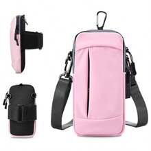Soporte para teléfono celular para correr pulsera, monederos pequeños para mujeres y niños,  17 16 15 14 13 12 11 Pro Max Xs Xr X 8 7 Plus SE Mini Galaxy Ultra S26 Note Bags Gym Arm - 2Rosa con bandolera y gancho - Ver 2