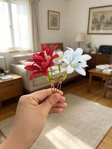 1个/2个/5个装 海滨度假风新款中国风花卉发夹，高端侧边氛围摄影头饰发饰，花卉印花波西米亚风 - 彩色 - 查看 17