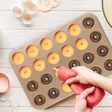 12/24 Cavity Mini Fluted Donut Cake Mold, Non-Stick Carbon Steel Cake Mold, Mini Pound Cake Mold, Suitable For Cupcakes, Donuts, Cornbread, Brownies, Jelly - Gold - View 3