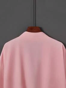 复古日式纯色和服罩衫，休闲家居服长袍，轻薄夏季海滩度假宽松罩衫，适合搭配泳衣/比基尼，粉色 - 粉色 - 查看 4