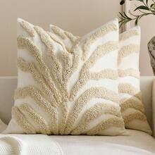 1pc/2pcs Neutral Wavy Velvet Pillow Case, Textured Abstract Striped Beige Cushion Cover, Bohemian Minimalist Decorative Pillow Suitable For Living Room Bedroom Sofa Home Decor - Beige - View 7