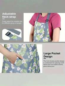 1 pieza Delantal sin mangas floral verde único e impermeable - Poliéster duradero, correa ajustable para el cuello, adecuado para la cocina y el jardín - Girasoles - Ver 5