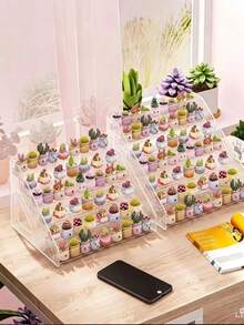 1 Set Acrylic Transparent Desktop Organizer Rack, Phone Case Holder, Eyeshadow, Nail Polish, BB Cushion Display Stand, Makeup Vanity Organizer For Girls Bedroom, Home Living, Storage Supplies - Clear - View 3