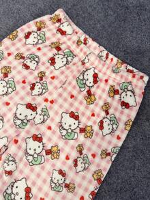 Hello Kitty 印花法蘭絨睡衣，女款居家睡衣，柔軟舒適，女款睡褲，送給朋友的完美禮物 - 粉色 - 查看 6