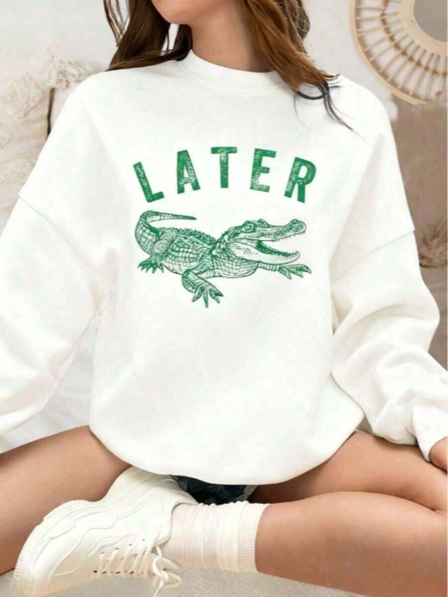 1 pieza, Camisa gris, 2026, Camisa 100% algodón con estampado de cocodrilo, Camisa divertida y ofensiva con estampado de cocodrilo de 180g, Camisa holgada para mujer, Camisetas de manga corta casuales y sencillas para mujer, Camisetas unisex de verano para mujer, Camisetas de algodón unisex, Camisetas vintage de verano para mujer, Camisas de verano, Camisetas para salir, Conjuntos de verano para mujer. - Blanco 2 - Ver 1