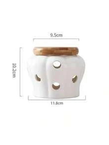 TPZQ Conservador de ajo de cerámica, frasco de almacenamiento de ajo moderno y hueco, frasco de almacenamiento de cerámica transpirable, caja de almacenamiento de jengibre de cocina, recipiente de porcelana, frasco de almacenamiento de ajo y jengibre, utensilios de cocina, decoración de cocina, regalos, decoración de estilo granja - Amarillo - Ver 13