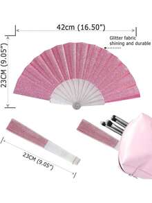 4把/手持扇，折叠式闪光扇，扇骨闪亮透明——适用于婚礼、教堂、节日、舞会、茶会、俱乐部等场合 - 彩色 - 查看 11