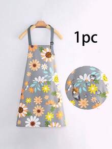 1 pieza Delantal sin mangas floral verde único e impermeable - Poliéster duradero, correa ajustable para el cuello, adecuado para la cocina y el jardín - Girasoles - Ver 8