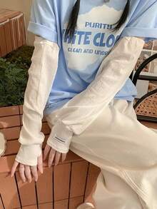 1件装时尚轻便女士防晒袖套，透气舒适，适合夏季户外运动、骑行、旅行，可作为礼物、节日礼物、露营礼物。 - 彩色 - 查看 5