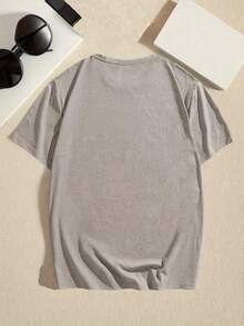 Camiseta de manga corta con cuello redondo para hombre, talla, con estampado de sirena, transpirable y casual, top de verano a. - Blanco - Ver 6