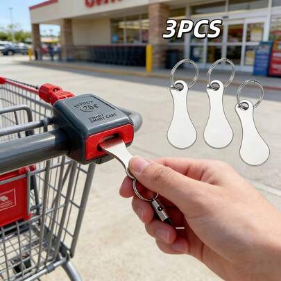 3Pcs Anti-Lost Shopping Cart Token Coin Keychain Creative Metal Backpack Pendant Novelty Bag Charm Portable Fashion Hanging Ornament Daily Casual Travel Supermarket Shopping Essential Accessories Cute Exquisite Small Gift Decor For Men Women Bag Key Decoration