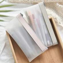 磨砂透明铅笔盒，高品质防水雾蓝色和粉色铅笔盒，可爱学生文具收纳盒 - 套裝 - 查看 4