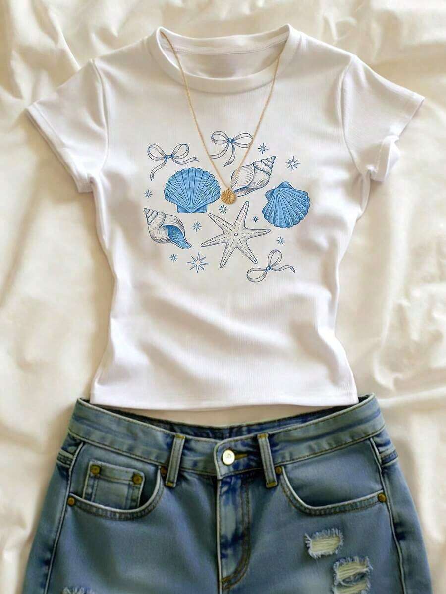Blusa de talla grande, estampado de flores, atuendo casual para mujer, top casual, camiseta gráfica, ropa de verano, blusa de playa de verano para mujer, atuendo de playa, camiseta de playa, camiseta de mujer, regalo para la hermana, top Y2K - Blanco - Ver 1