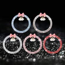 Anillo decorativo con lazo de cristal Bling Bling para el interruptor de encendido del automóvil, diseño de cristal brillante, protección de tecla de inicio de un solo toque, accesorio universal para el interior del automóvil - Anillo de inicio con diamantes y mariposas engastadas - Ver 4